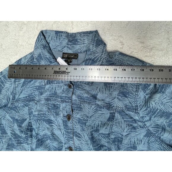 DG2 By Diane Gilman Women Palm Chambray Jacket Plus Size 2X Blue Lightweight New - Picture 5 of 9